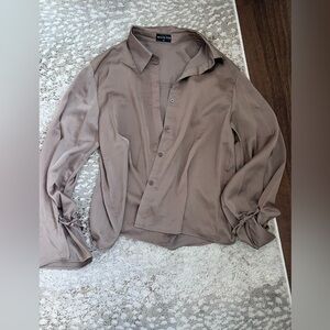 White Fox Womens Silk Blouse Flare Sleeve